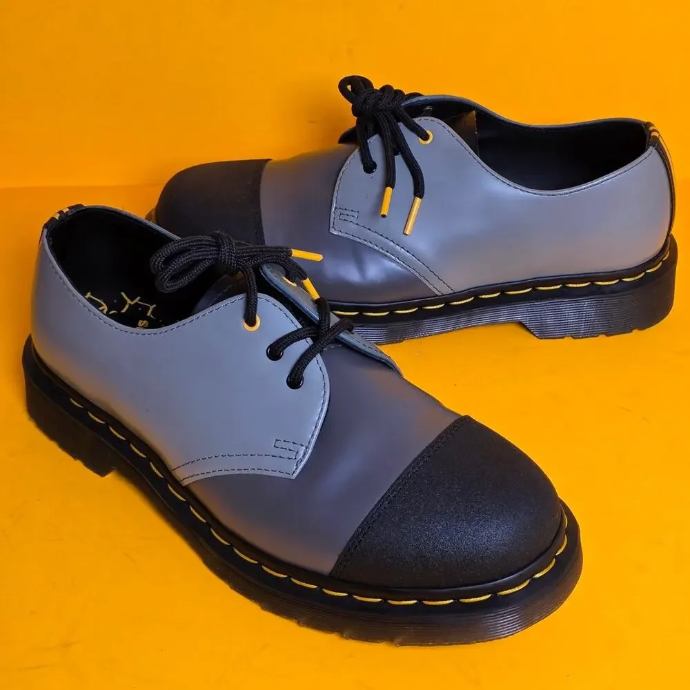 Dr Martens 1461 London Black Grey 3-Eye Oxfords Mens 8 Womens 9 New Old Stock
